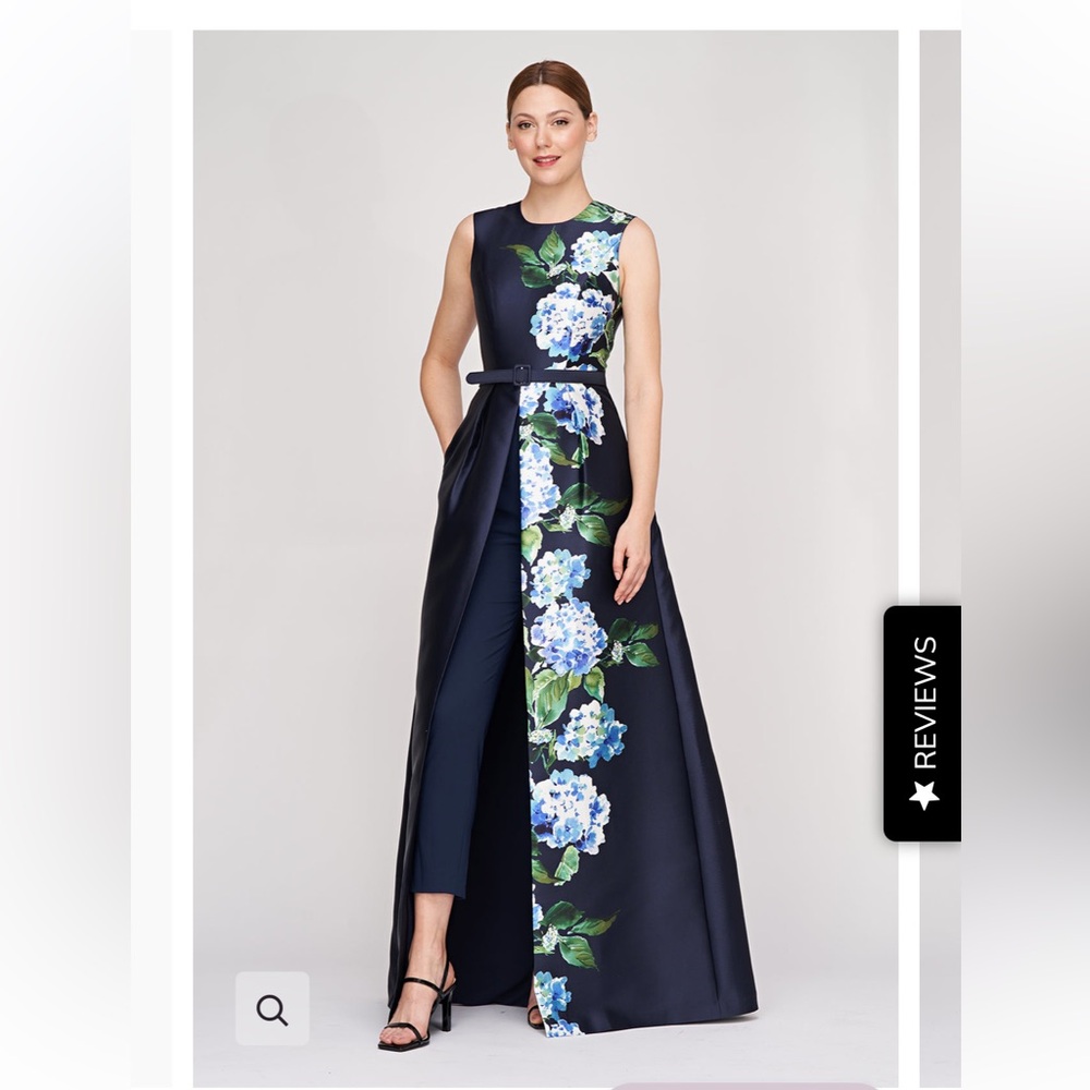 Kay Unger Navy Finley walk thru jumpsuit